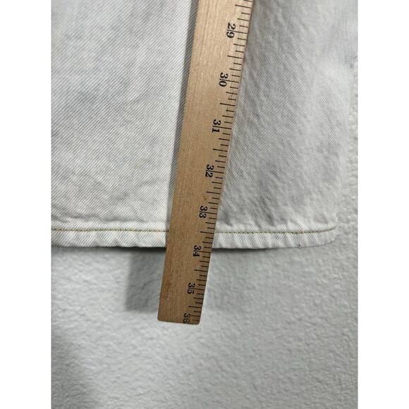 7 For All Mankind Denim Overall Dress Size Small Blue White Mini Bib - Picture 2 of 12